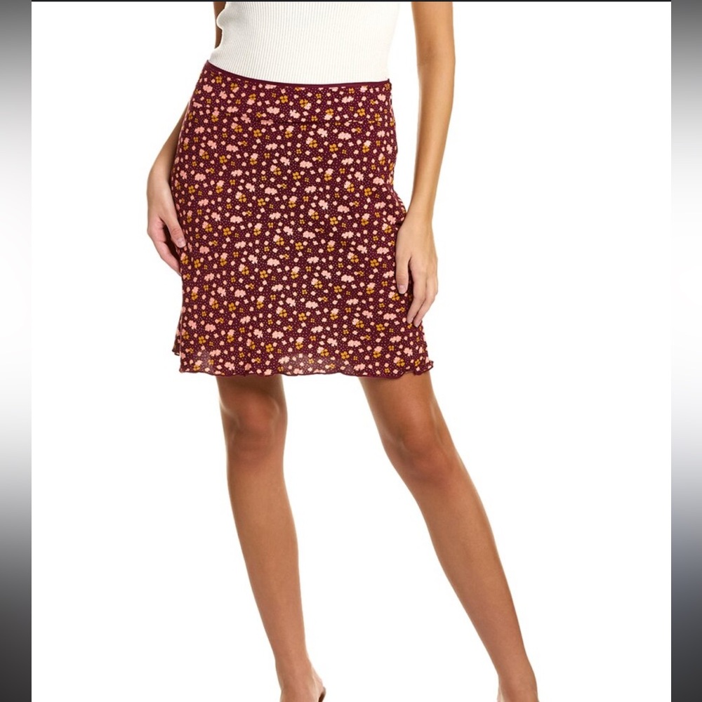 Free People IRL Floral Mini Slip Skirt in Plum Combo Size 6